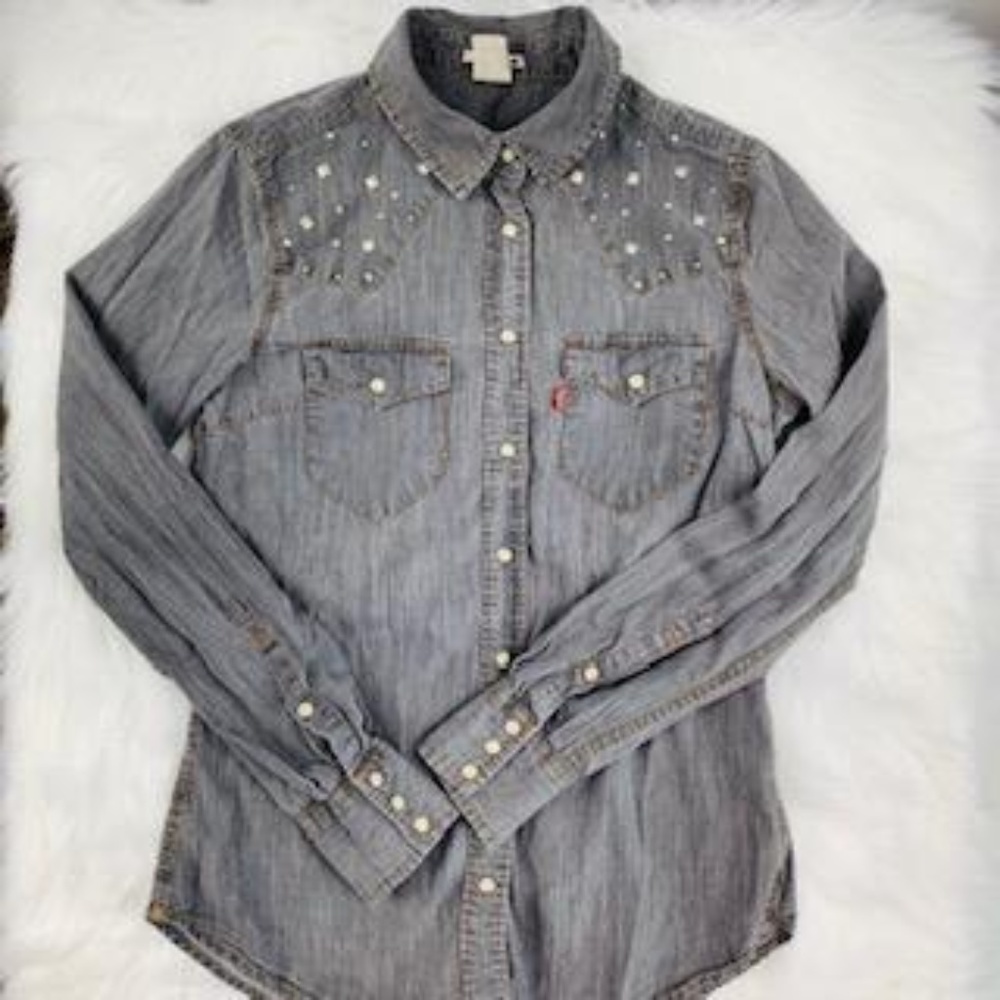 Levis Snap Button Front Western Jean Shirt